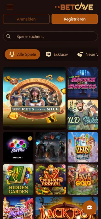 Betcave mobile view – Screenshot
